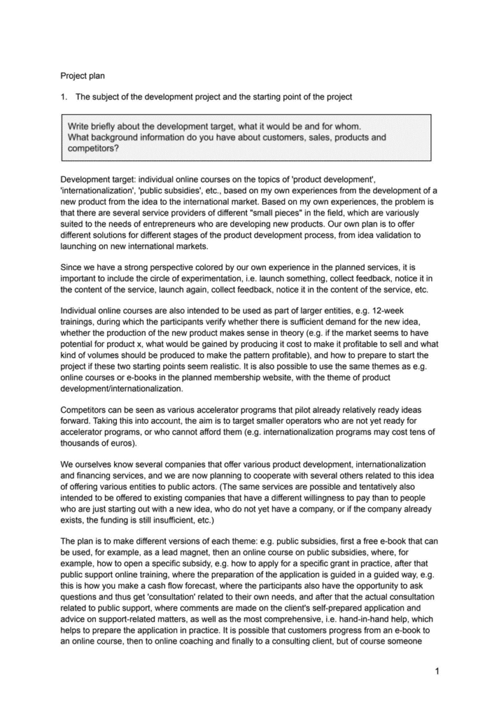 types of technical writing project plan sample