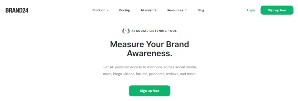 Brand24 Content Platform for monitoring the brand awareness