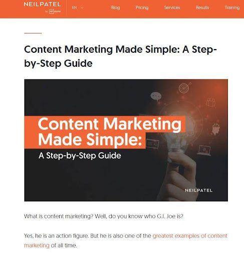 neil patel pillar content example