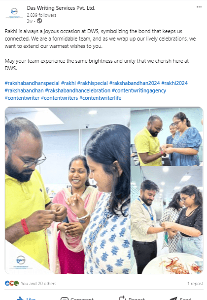 DWS Rakhi Celebration LinkedIn Post