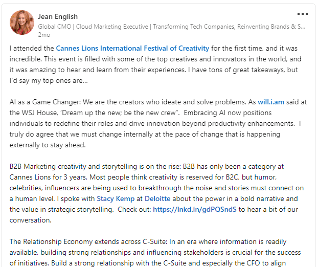 LinkedIn Declaration of Upcoming Events