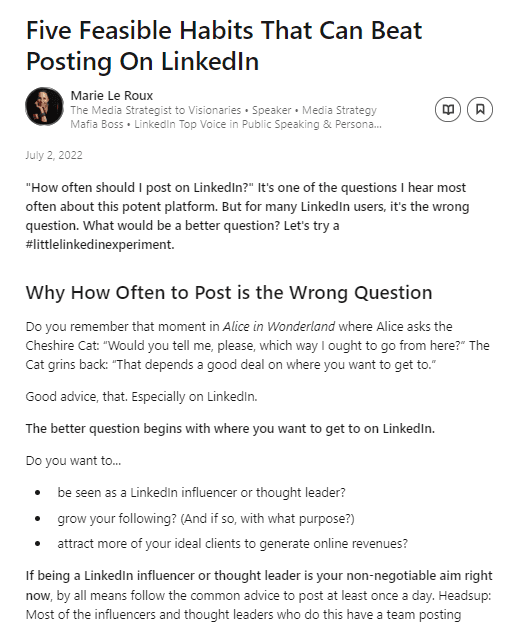 LinkedIn Post Ideas around Habits