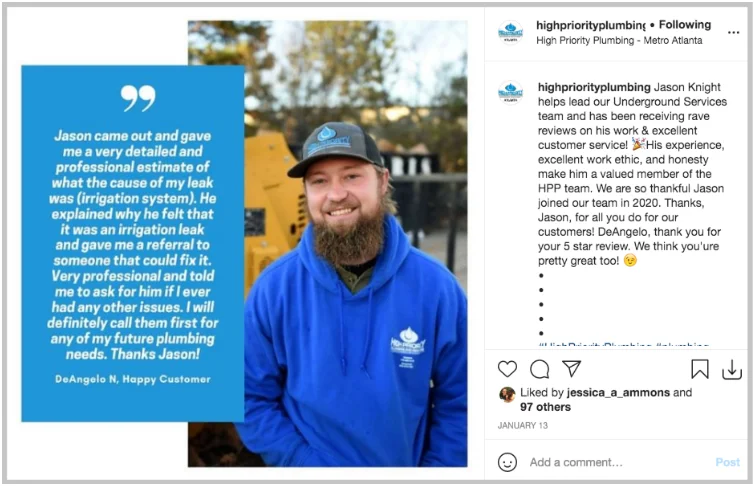 sharing spotlight with team social media post