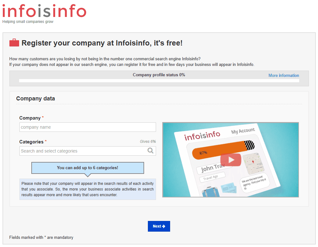 Infoisinfo listing site