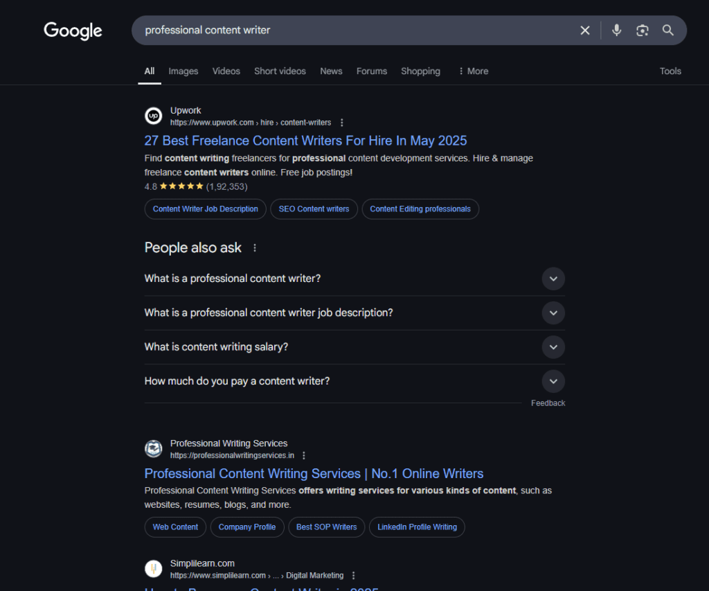 commercial keyword on SERP without AI Overview in Content Marketing